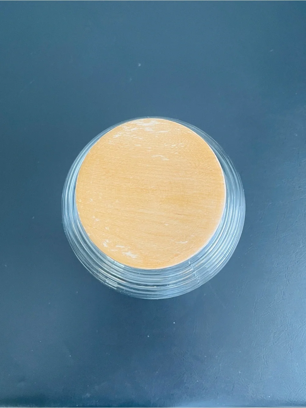 Ribbed Glass Jar with Wooden Lid - Clear